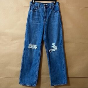 Levi's | High Waisted Straight Leg Jeans Distressed Denim Medium Wash Size 26